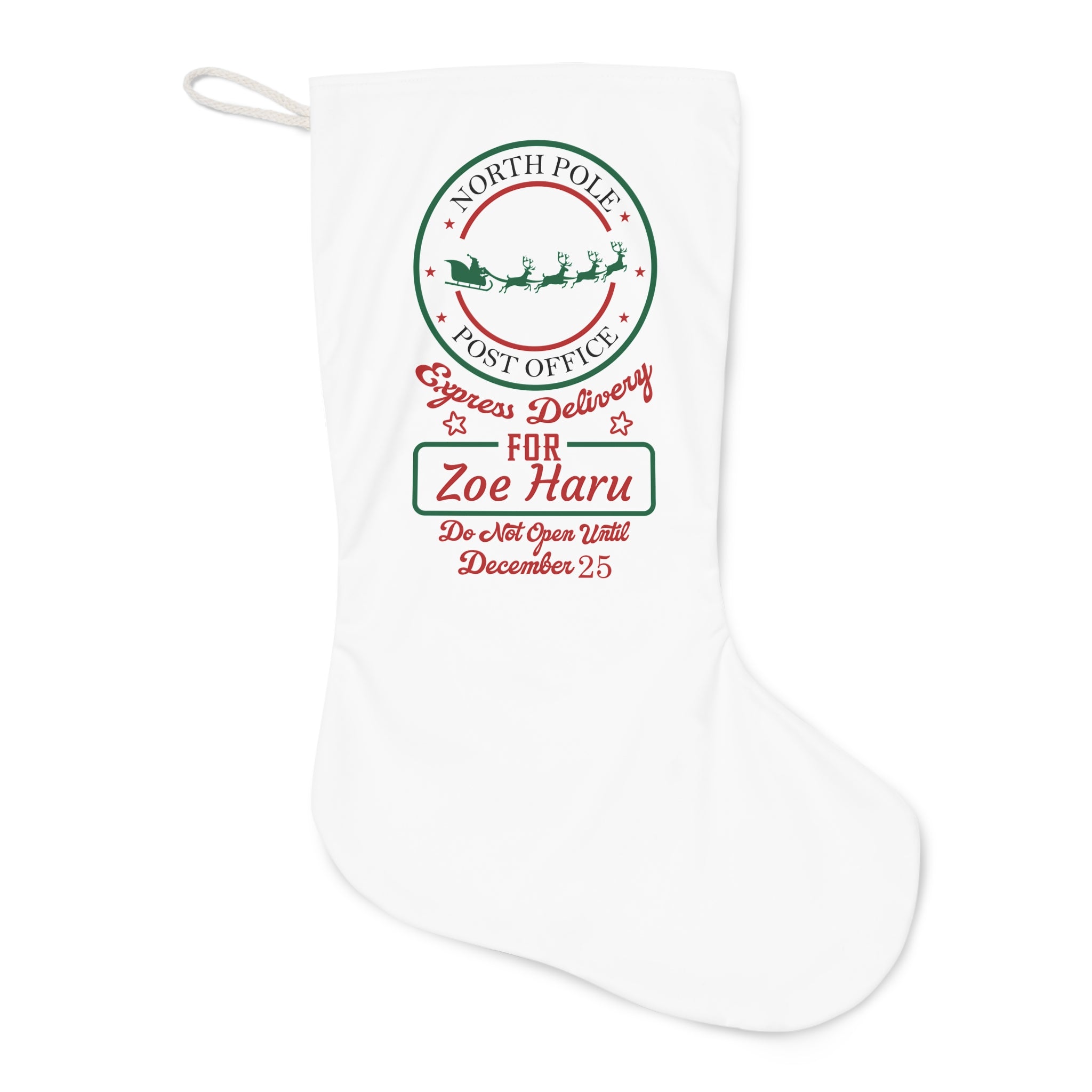 Santa Stocking - Personalized "North Pole Post Office" Express Delivery Christmas Stocking