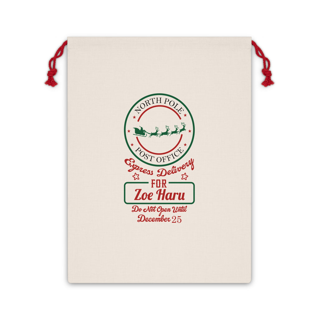 North Pole Express Personalized Gift Bag – "Express Delivery for [Name]" Christmas Sack