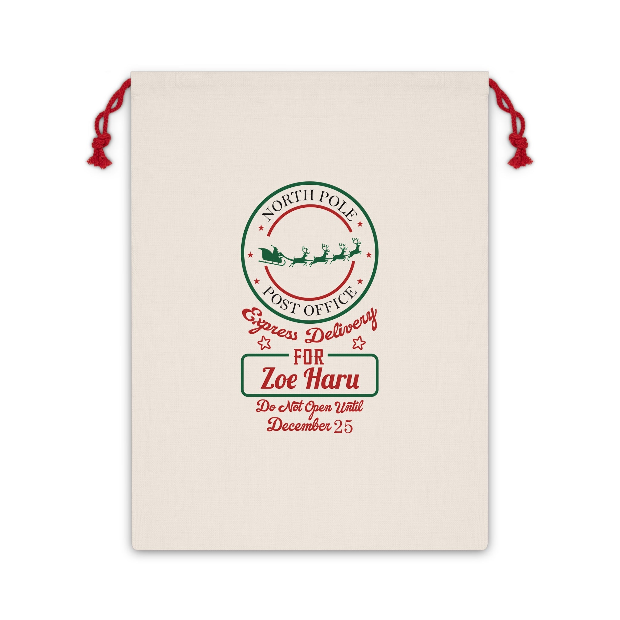 North Pole Express Personalized Gift Bag – "Express Delivery for [Name]" Christmas Sack